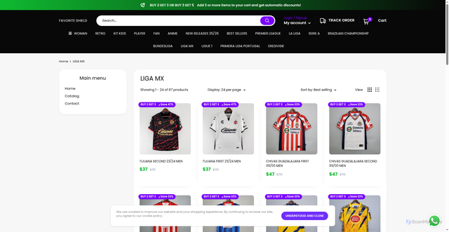 Security scan screenshot of https://favoriteshield.com/collections/liga-mx