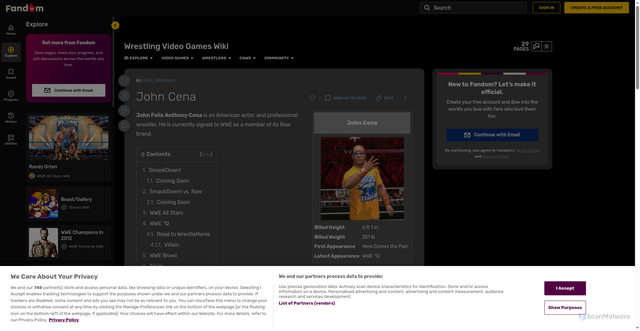Security scan screenshot of https://wrestlingvideogames.fandom.com/wiki/John_Cena
