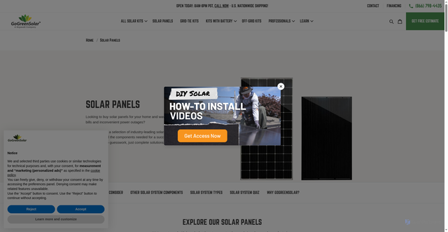 Security scan screenshot of https://www.gogreensolar.com/collections/solar-panels