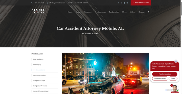 Security scan screenshot of https://taylormartino.com/practice-areas/general-personal-injury/auto-accidents/