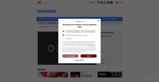 Security scan screenshot of https://img.okezone.com