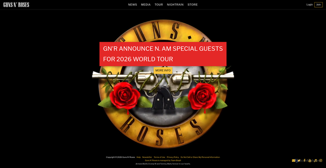 Security scan screenshot of https://www.gunsnroses.com/