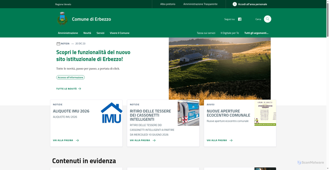 Security scan screenshot of https://www.comune.erbezzo.vr.it