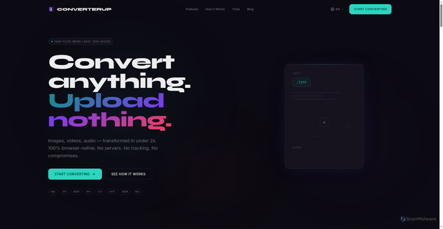 Security scan screenshot of https://converterup.com