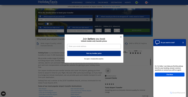 Security scan screenshot of https://holidaytaxis.com
