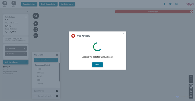 Security scan screenshot of https://stormcenter.oncor.com/reports/52237999-88c8-40c3-9a5c-61117b9b0719
