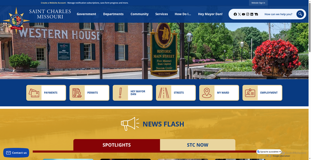 Security scan screenshot of https://stcharlescitymo.gov/