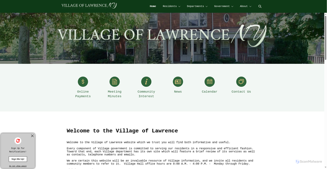 Security scan screenshot of https://villageoflawrence.org/