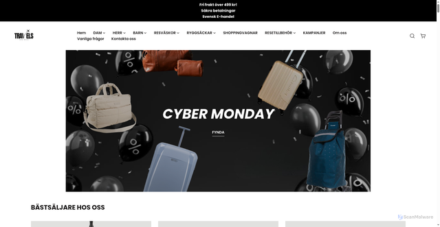 Security scan screenshot of https://travelsandbags.se/
