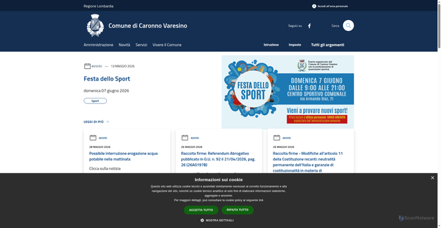 Security scan screenshot of https://www.comune.caronnovaresino.va.it