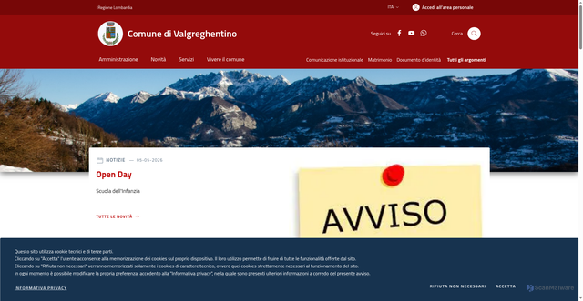Security scan screenshot of https://www.comune.valgreghentino.lc.it
