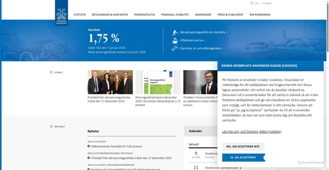 Security scan screenshot of https://www.riksbank.se/
