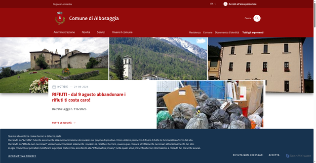 Security scan screenshot of https://www.comune.albosaggia.so.it/