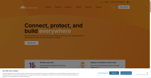 Security scan screenshot of https://www.cloudflare.com/