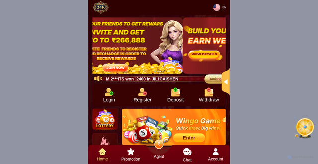 Security scan screenshot of https://24kparty7.win/