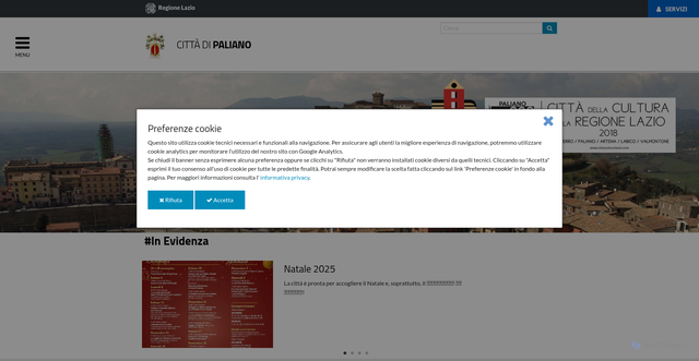 Security scan screenshot of http://www.comune.paliano.fr.it/home.html