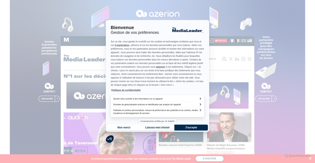 Security scan screenshot of https://themedialeader.com