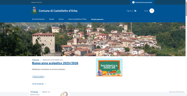Security scan screenshot of https://www.comune.castellettodorba.al.it/#null