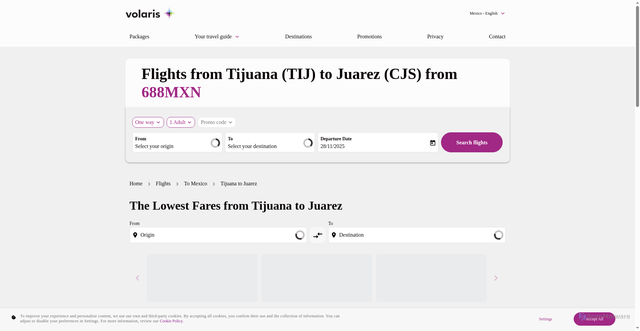 Security scan screenshot of https://www.volaris.com/en-mx/flights-from-tijuana-to-ciudad-juarez