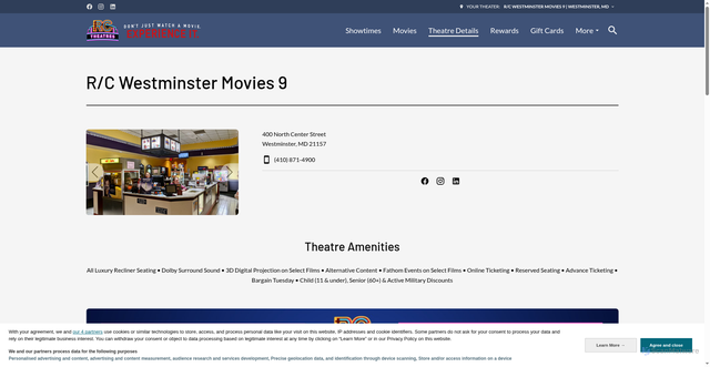 Security scan screenshot of https://www.rctheatres.com/theatredetails/x1170-rc-westminster-movies-9/