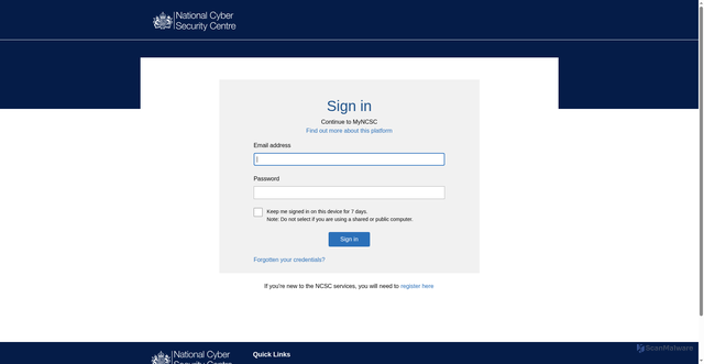 Security scan screenshot of https://my.ncsc.gov.uk