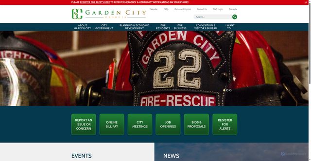 Security scan screenshot of https://www.gardencity-ga.gov/
