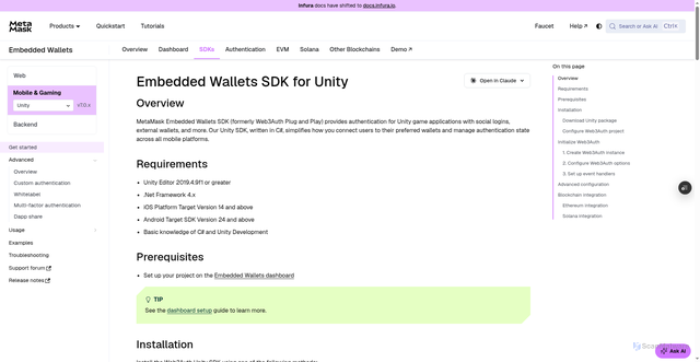 Security scan screenshot of http://metamask-docs-75mpj2s96-consensys-ddffed67.vercel.app/embedded-wallets/sdk/unity