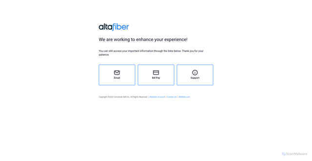 Security scan screenshot of https://www.altafiber.net