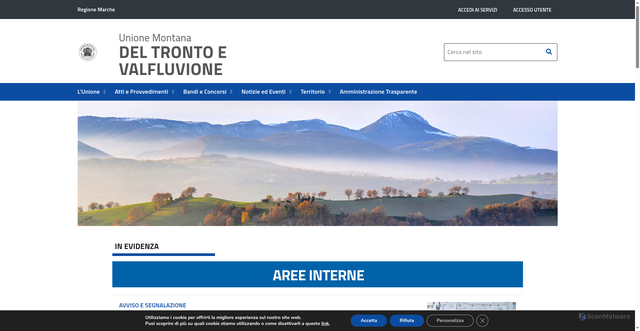 Security scan screenshot of https://www.unione.trontovalfluvione.it/
