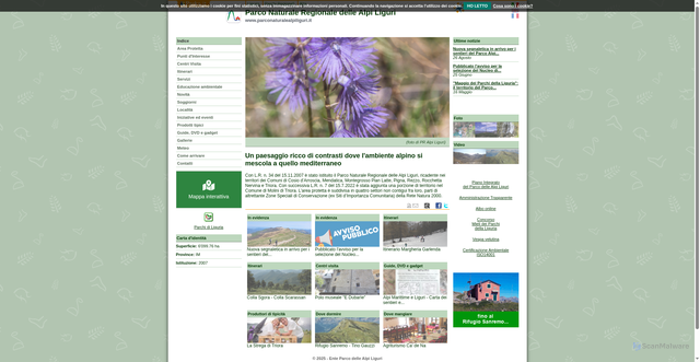 Security scan screenshot of https://www.parks.it/parco.alpi.liguri/