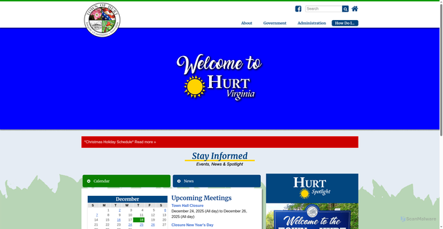 Security scan screenshot of https://www.townofhurtva.gov/
