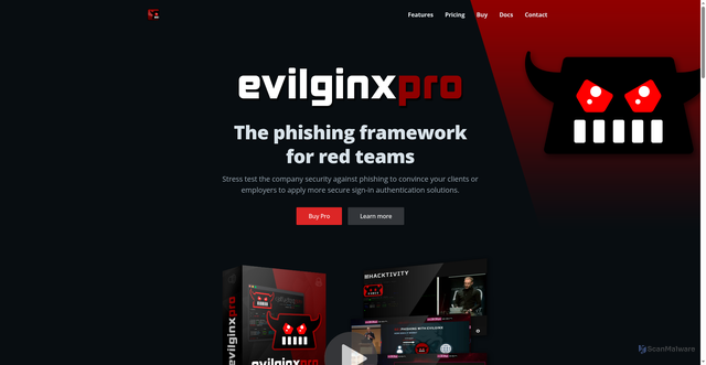 Security scan screenshot of https://evilginx.com/