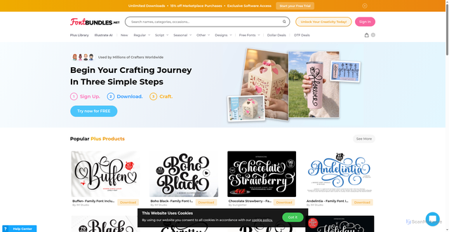 Security scan screenshot of https://fontbundles.net