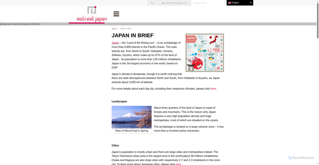 Security scan screenshot of https://motivistjapan.com/japan-in-brief/