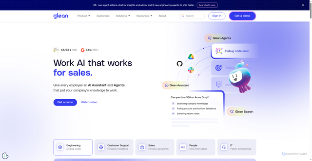 Security scan screenshot of https://www.glean.com