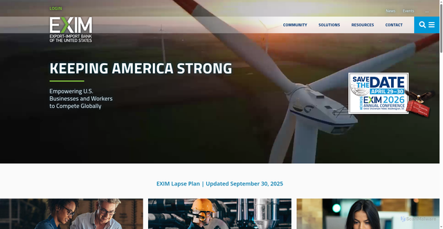 Security scan screenshot of https://exim.gov/