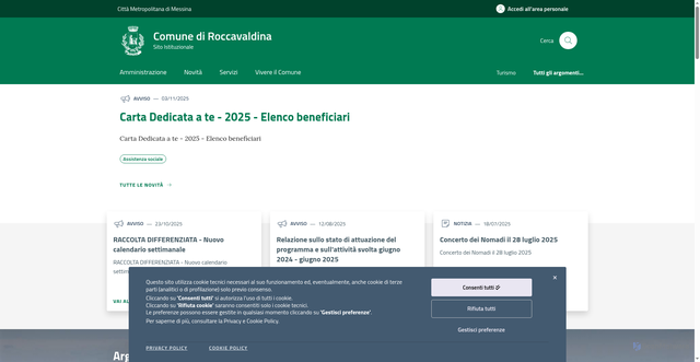 Security scan screenshot of https://www.comune.roccavaldina.me.it/