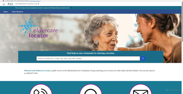 Security scan screenshot of https://eldercare.acl.gov/home