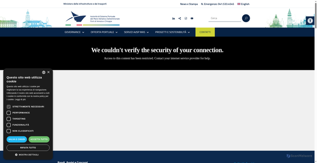 Security scan screenshot of https://www.port.venice.it/?doing_wp_cron=1769785833.6905119419097900390625