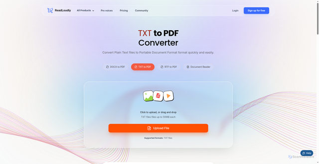 Security scan screenshot of https://rl-dev-landing.pages.dev/converters/txt-to-pdf/