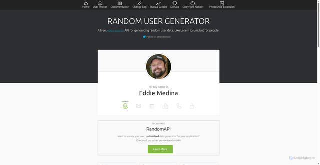 Security scan screenshot of https://randomuser.me
