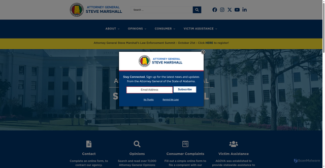 Security scan screenshot of https://www.alabamaag.gov/