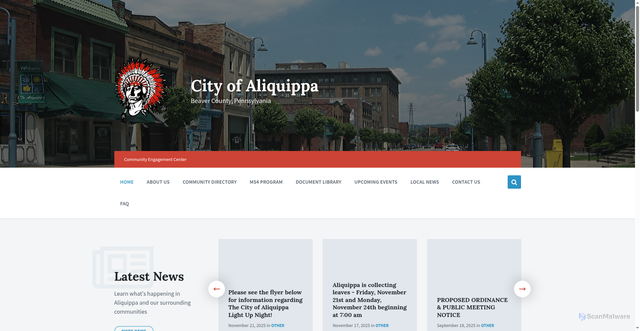 Security scan screenshot of https://aliquippapa.gov/