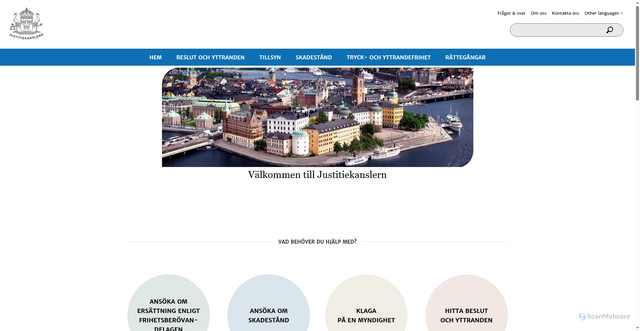 Security scan screenshot of https://www.justitiekanslern.se/