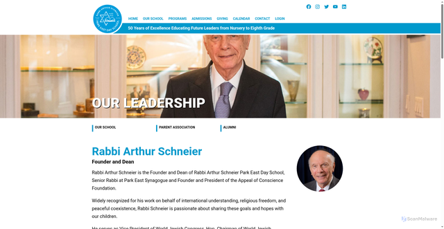 Security scan screenshot of https://parkeastdayschool.org/our-school/our-leadership/