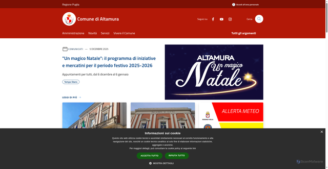 Security scan screenshot of https://www.comune.altamura.ba.it/it