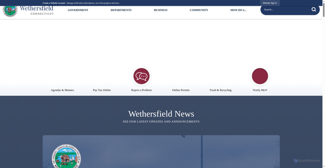Security scan screenshot of https://wethersfieldct.gov/