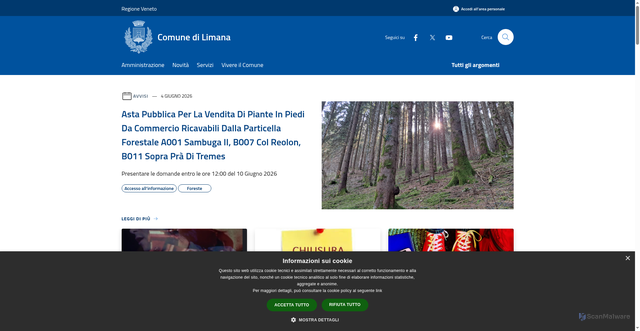 Security scan screenshot of https://www.comune.limana.bl.it