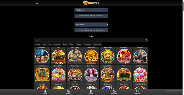Security scan screenshot of https://xn--p6caiamvb1f4b4dbbgn6a0b9cs8ggz0cmfq3e5a7cyjvj.net/mobile/game/game/joker