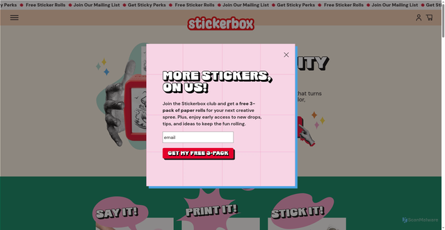 Security scan screenshot of https://stickerbox.com
